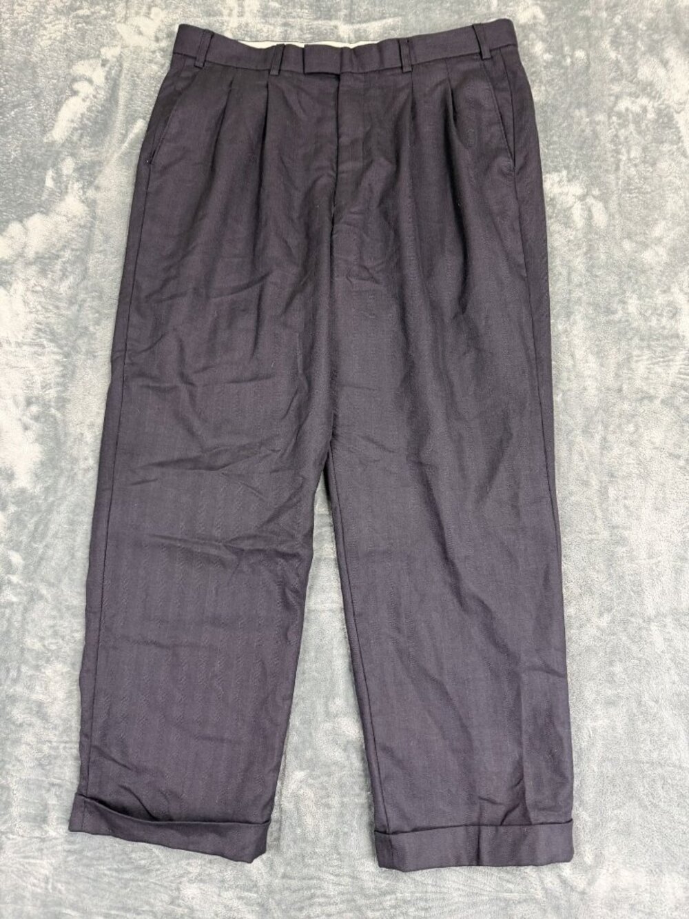 Alexandre London Savile Row Mens Wool Dress Pants 38 Dark Blue